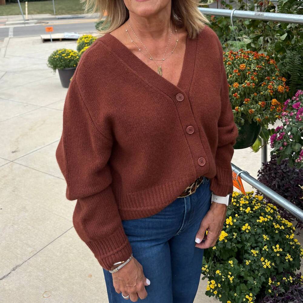 NEW SABLYN rae v-neck cardigan in mahogany